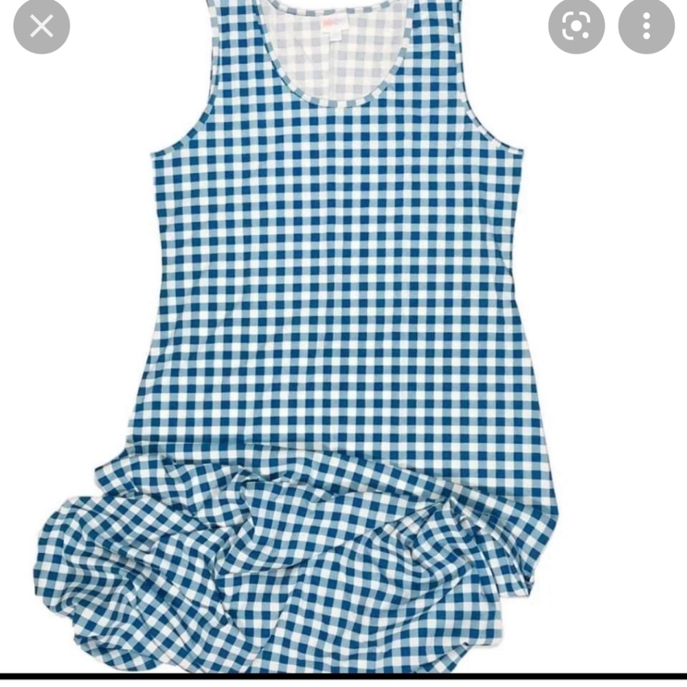 Lularoe Dani Dress Blue Checkered Print NWT